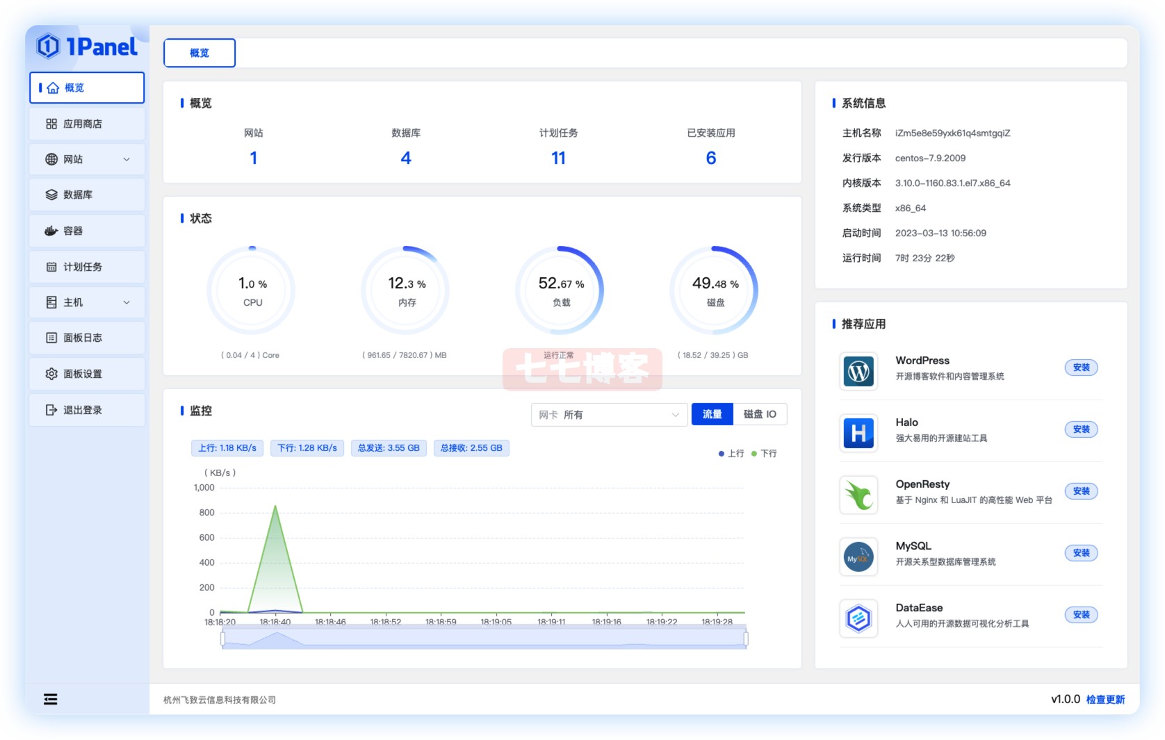 1Panel 輕量級服務器運維面板(類似寶塔面板)